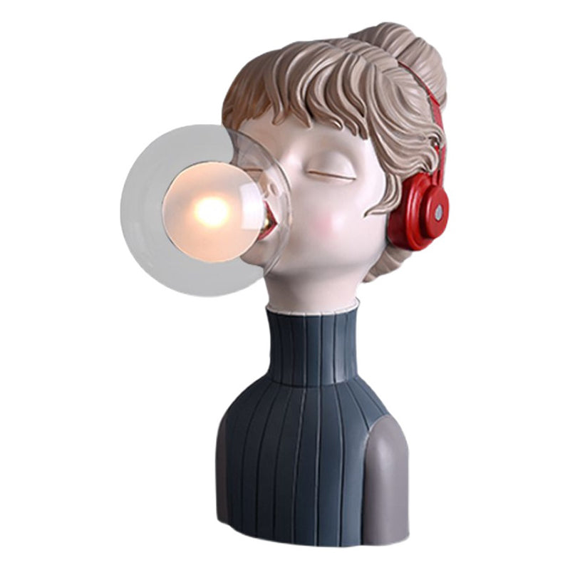 Resin Headphone Girl Tablette de chevet clair