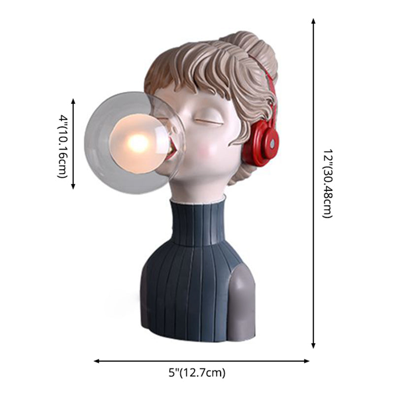 Resin Headphone Girl Tablette de chevet clair