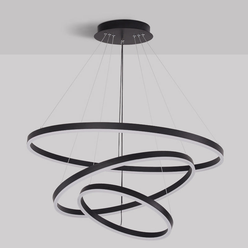 New Modern Black Tiered Chandelier Light Fixtures Aluminum LED Hanging Lamp for Living Room