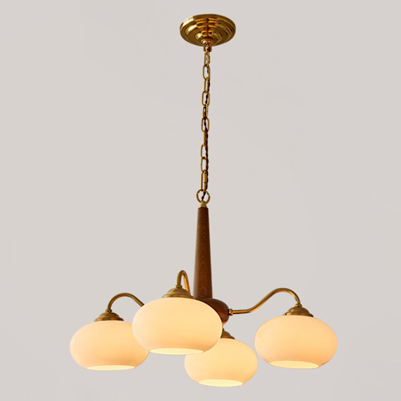 Contemporary Wood Sputnik Ceiling Pendant Glass Hanging Lights for Living Room