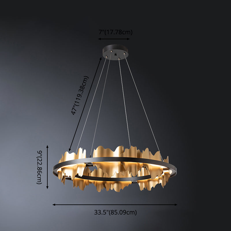 Lampada sospesa con il cerchio di bla lampadario a sospensione di ferro nero oro contemporaneo