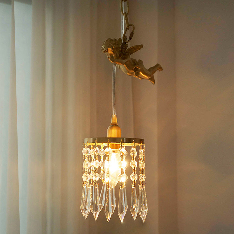 1 Light Cylinder Pendant Lighting Modern Crystal Pendant Ceiling Lights for Restaurant