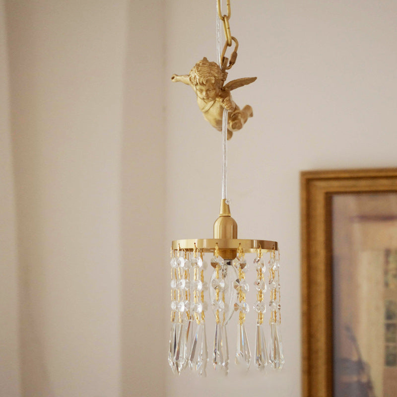 1 Light Cylinder Pendant Lighting Modern Crystal Pendant Ceiling Lights for Restaurant