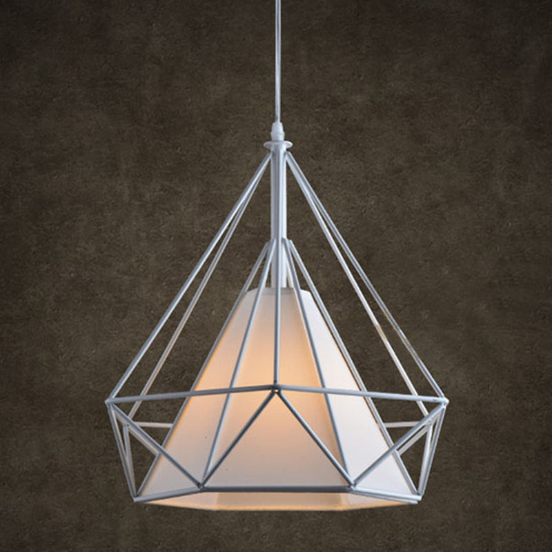 Retro Industrial Diamond Hanging Pendant Lights Metallic Hanging Light Fixture for Living Room