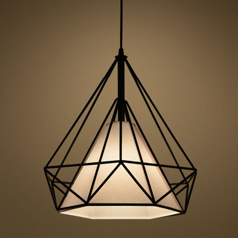 Retro Industrial Diamond Hanging Pendant Lights Metallic Hanging Light Fixture for Living Room
