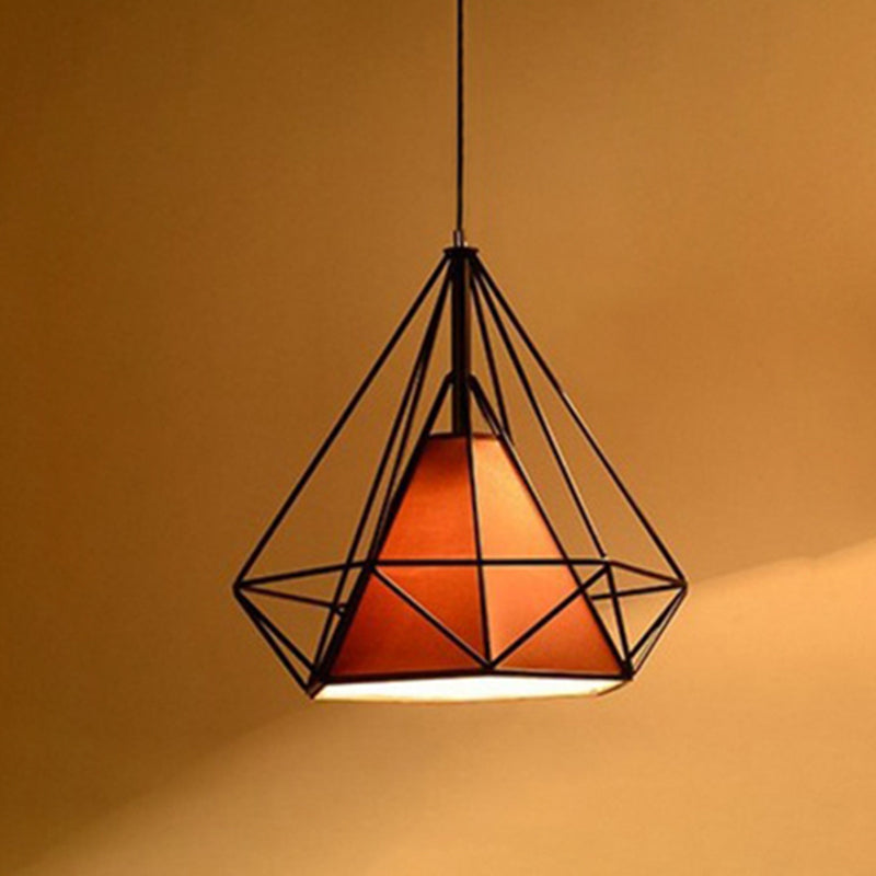 Retro Industrial Diamond Hanging Pendant Lights Metallic Hanging Light Fixture for Living Room