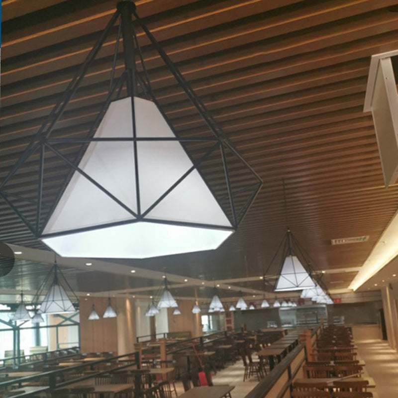 Retro Industrial Diamond Hanging Pendant Lights Metallic Hanging Light Fixture for Living Room