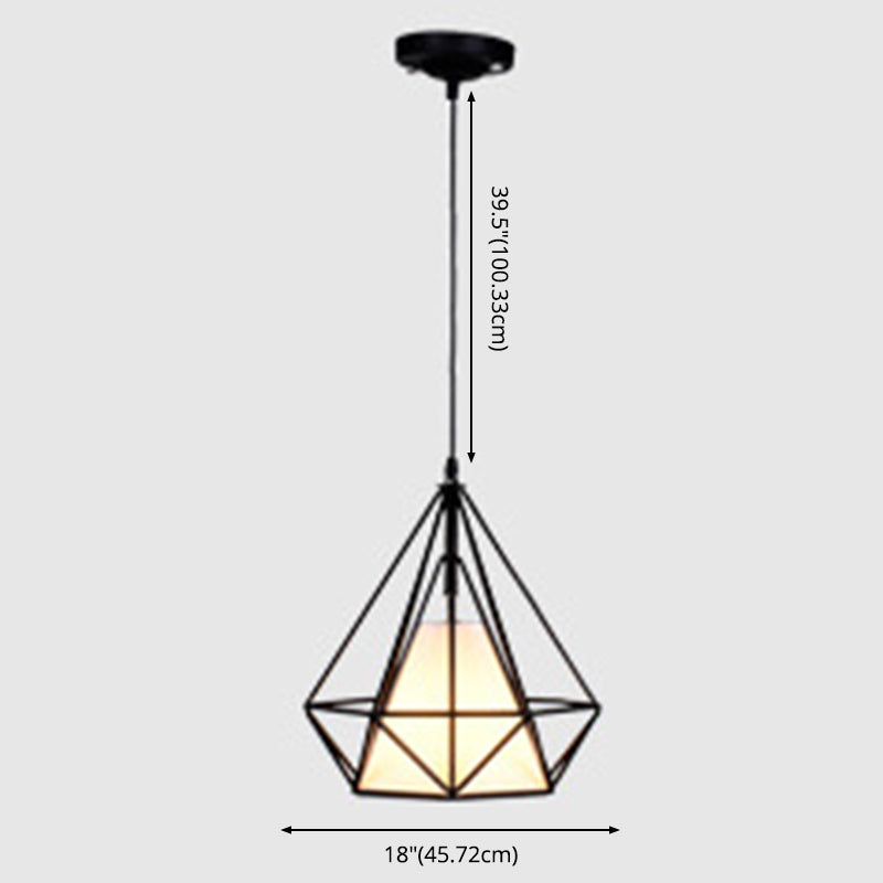 Retro Industrial Diamond Hanging Pendant Lights Metallic Hanging Light Fixture for Living Room