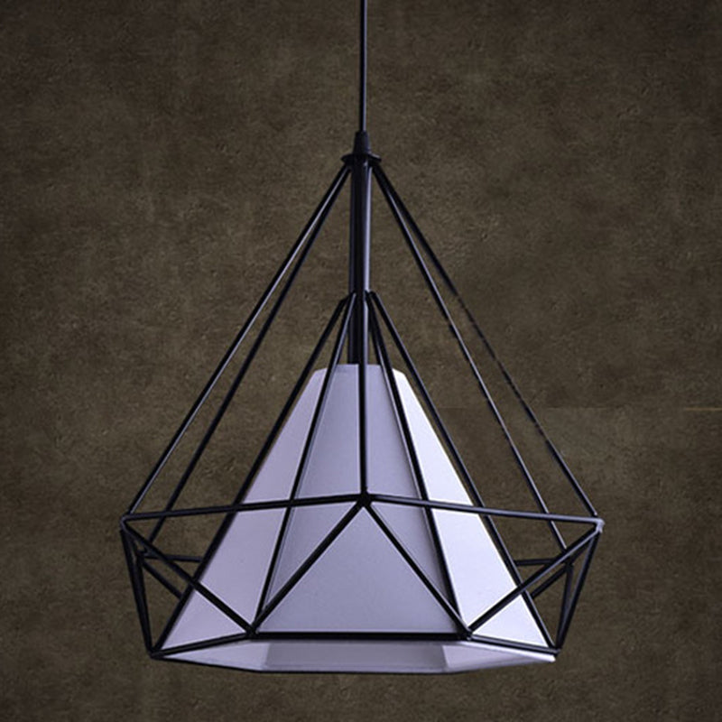 Retro Industrial Diamond Hanging Pendant Lights Metallic Hanging Light Fixture for Living Room