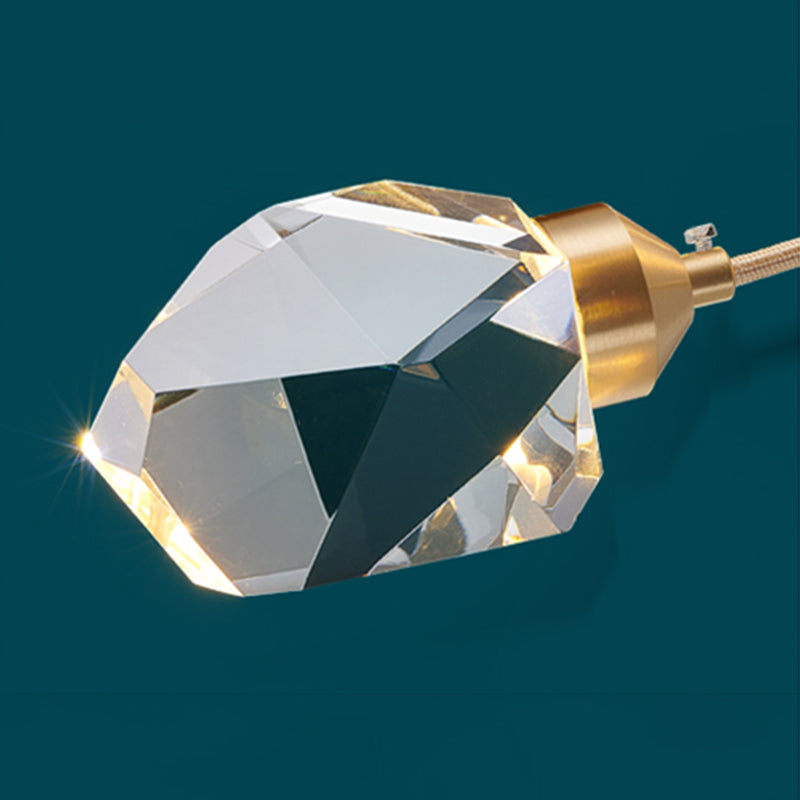 Crystal Gold Pendant Light Geometric Contemporary Ceiling Light for Stair Half