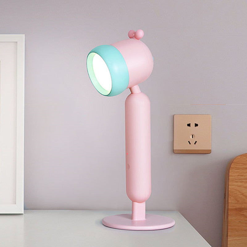 Macaron Swivel Shade Reading Book Light Plastic 1 Head Bedroom Table Lamp with USB Cord