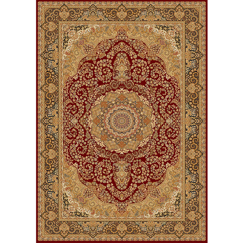 Rode toon bloemenprint tapijten polyester antiek tapijt niet-slip achterste binnenkleed tapijt voor woningdecoratie