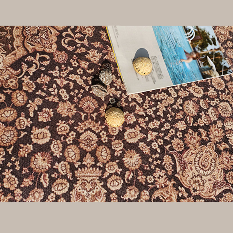 Rode toon bloemenprint tapijten polyester antiek tapijt niet-slip achterste binnenkleed tapijt voor woningdecoratie