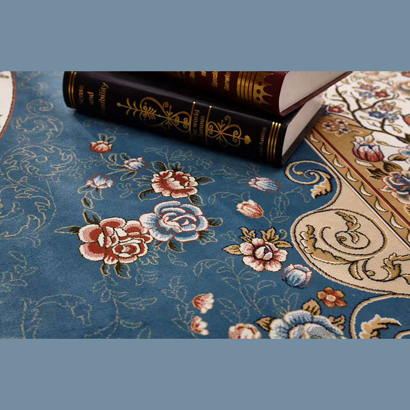 Tono rojo alfombra tradicional poliéster círculos concéntricos alfombra alfombra de cuidado fácil para sala de estar