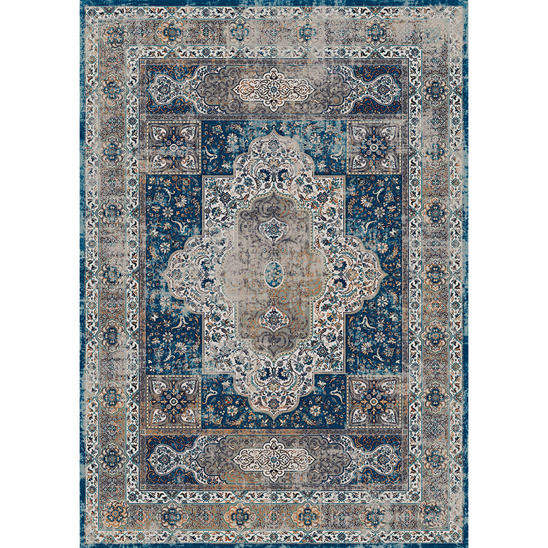 Nostalgie bloemenprint tapijt witte toon polyester tapijt antislip rugtapijt voor woningdecoratie