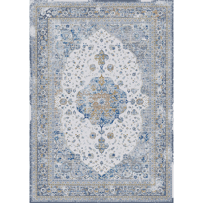 Nostalgie bloemenprint tapijt witte toon polyester tapijt antislip rugtapijt voor woningdecoratie