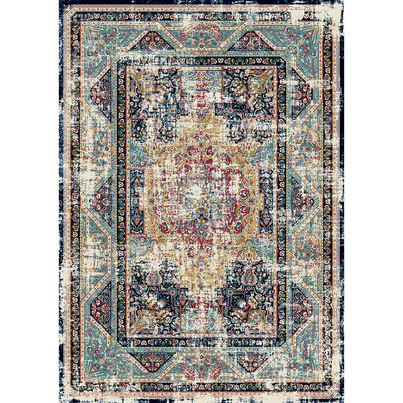 Nostalgie bloemenprint tapijt witte toon polyester tapijt antislip rugtapijt voor woningdecoratie