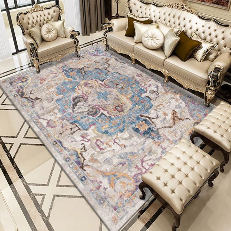 Antike ethnische Druckteppich-Teppichfarbe Polyester Teppich Nicht-Rutsch-Backing-Teppich für die Heimdekoration