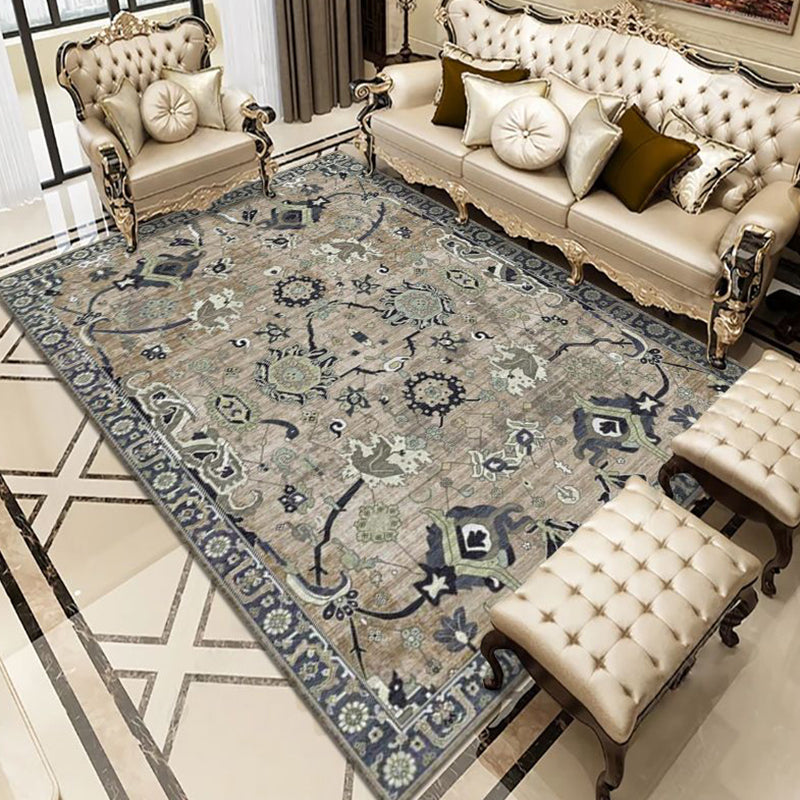 Antike ethnische Druckteppich-Teppichfarbe Polyester Teppich Nicht-Rutsch-Backing-Teppich für die Heimdekoration