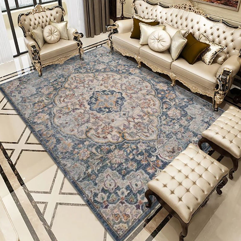 Antike ethnische Druckteppich-Teppichfarbe Polyester Teppich Nicht-Rutsch-Backing-Teppich für die Heimdekoration