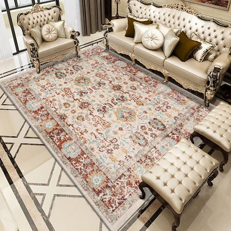 Antike ethnische Druckteppich-Teppichfarbe Polyester Teppich Nicht-Rutsch-Backing-Teppich für die Heimdekoration