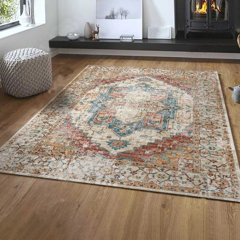 Vintage Ethnisches Muster Teppich mehrfarbiger Polyester Teppich Nicht-Rutsch-Backing-Teppich für die Heimdekoration