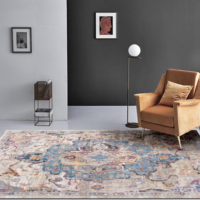 Vintage Ethnisches Muster Teppich mehrfarbiger Polyester Teppich Nicht-Rutsch-Backing-Teppich für die Heimdekoration