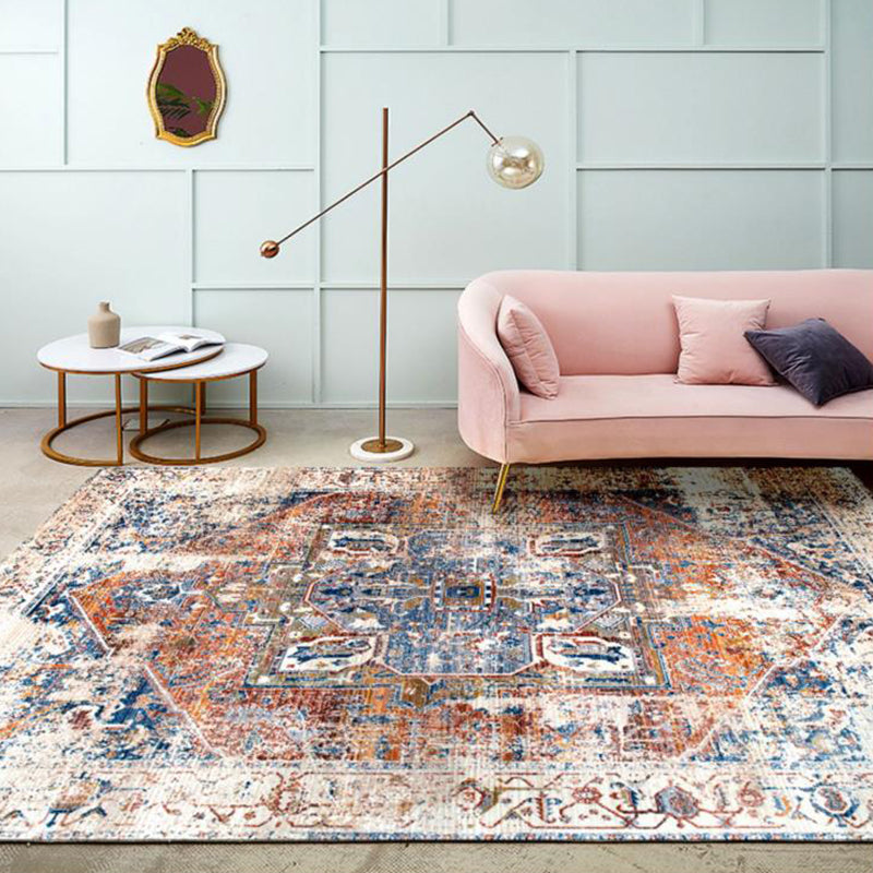 Vintage Ethnisches Muster Teppich mehrfarbiger Polyester Teppich Nicht-Rutsch-Backing-Teppich für die Heimdekoration