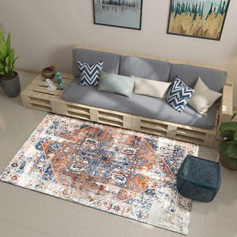 Vintage Ethnisches Muster Teppich mehrfarbiger Polyester Teppich Nicht-Rutsch-Backing-Teppich für die Heimdekoration