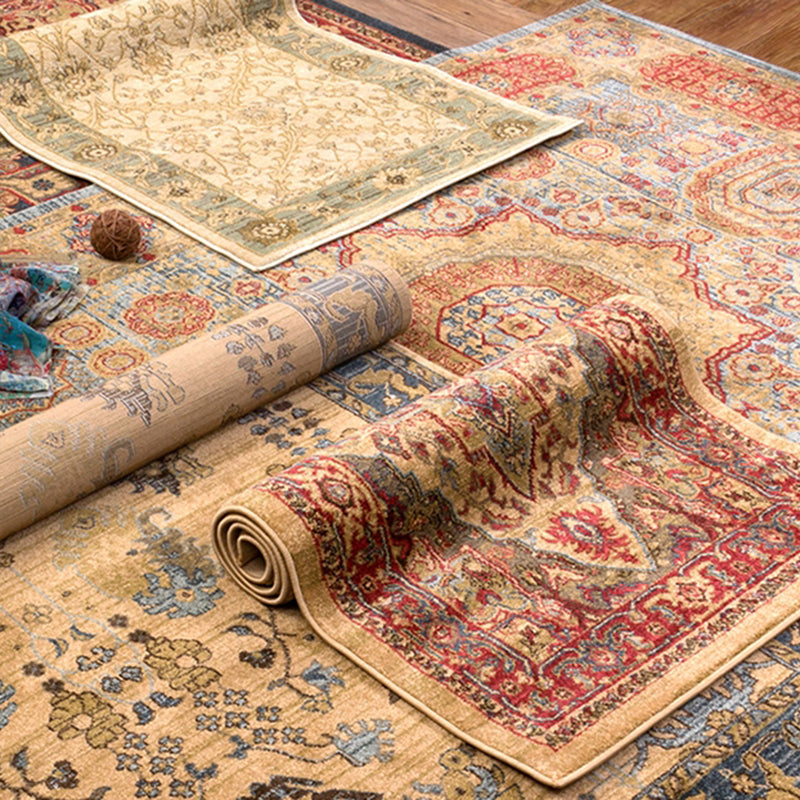 Retro symmetrisch patroon tapijt Multicolor polyester tapijtkleurbestendig tapijt voor woonkamer