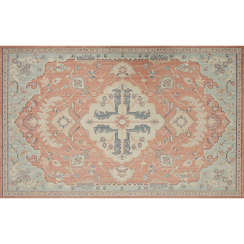 Alfombra de estampado étnico multicolor alfombra de poliéster nostalgia anti-slip respaldo alfombra interior para sala de estar