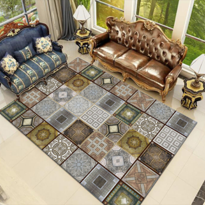 Mehrfarbiger marokkanischer Fliesenteppich Polyester Antiquen Teppich nicht rutschfestes Innenteppich für Wohnkultur