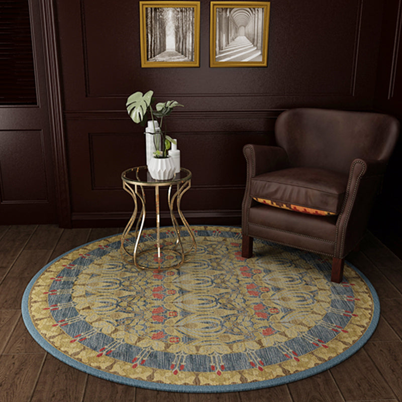 Runde mehrfarbige Nostalgie Teppich -Teppich Polyester Floral Print Indoor Teppich Easy Care Teppich für Wohnkultur
