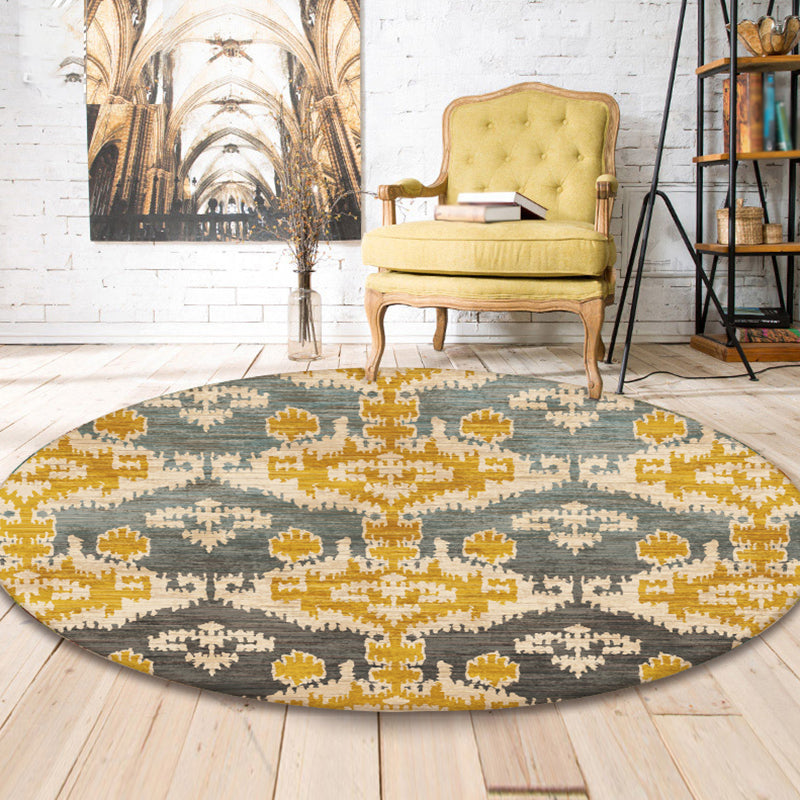 Runde mehrfarbige Nostalgie Teppich -Teppich Polyester Floral Print Indoor Teppich Easy Care Teppich für Wohnkultur