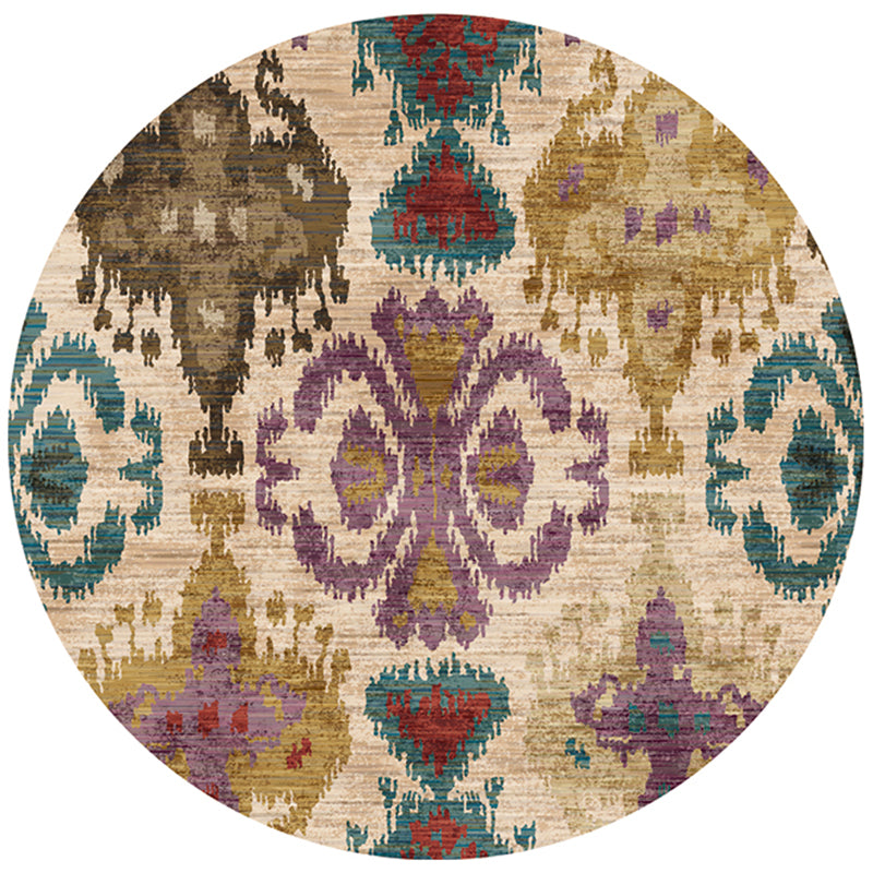 Runde mehrfarbige Nostalgie Teppich -Teppich Polyester Floral Print Indoor Teppich Easy Care Teppich für Wohnkultur