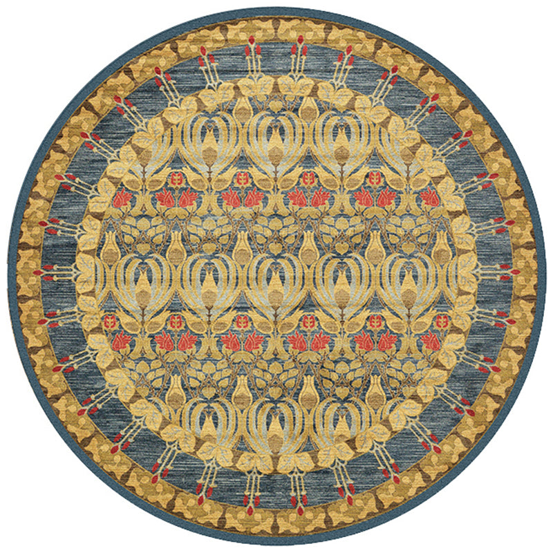 Runde mehrfarbige Nostalgie Teppich -Teppich Polyester Floral Print Indoor Teppich Easy Care Teppich für Wohnkultur
