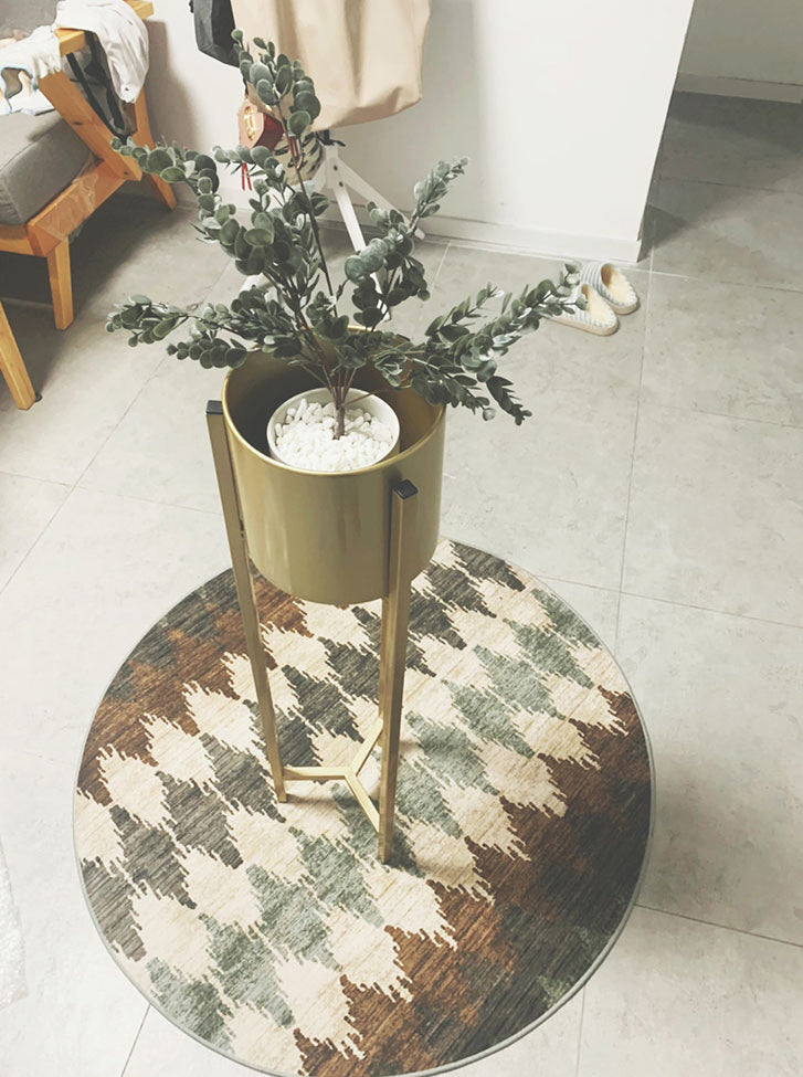 Runde mehrfarbige Nostalgie Teppich -Teppich Polyester Floral Print Indoor Teppich Easy Care Teppich für Wohnkultur