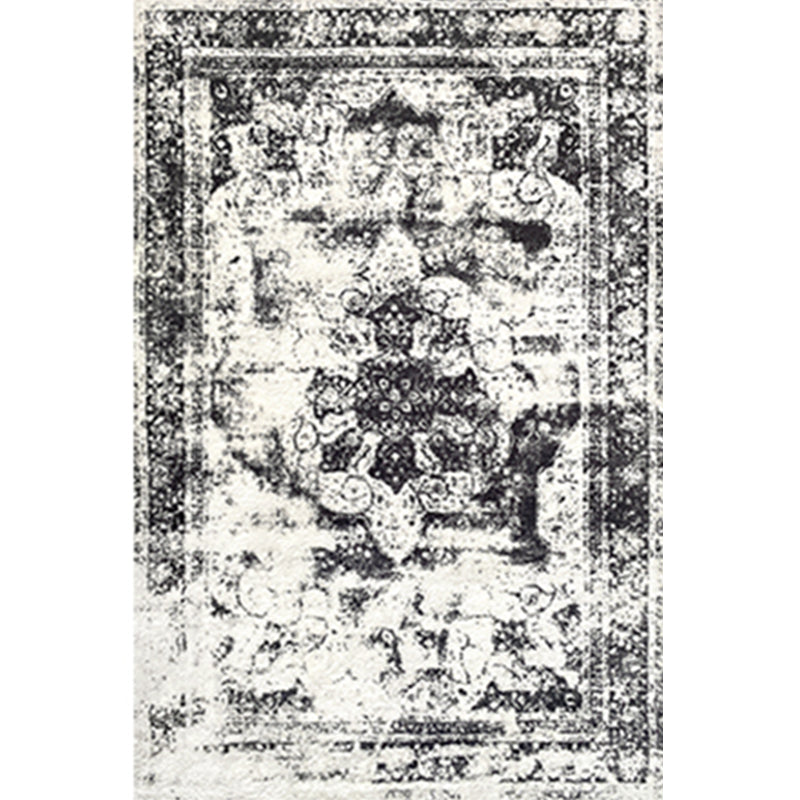 Weißer Ton ethnischer Druckteppich Polyester Antike Teppich nicht rutschfestem Innenteppich für die Heimdekoration