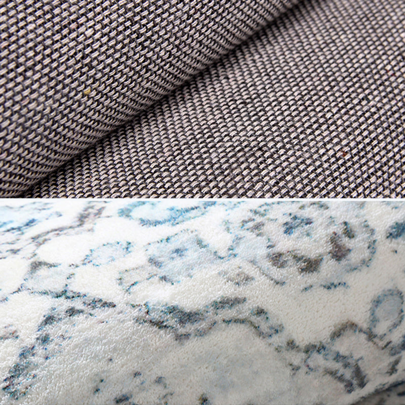 Weißer Ton ethnischer Druckteppich Polyester Antike Teppich nicht rutschfestem Innenteppich für die Heimdekoration