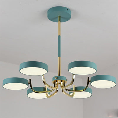 Scandinavian Round Hanging Chandelier Acrylic 6 Lights Hanging Pendant Fixture for Living Room
