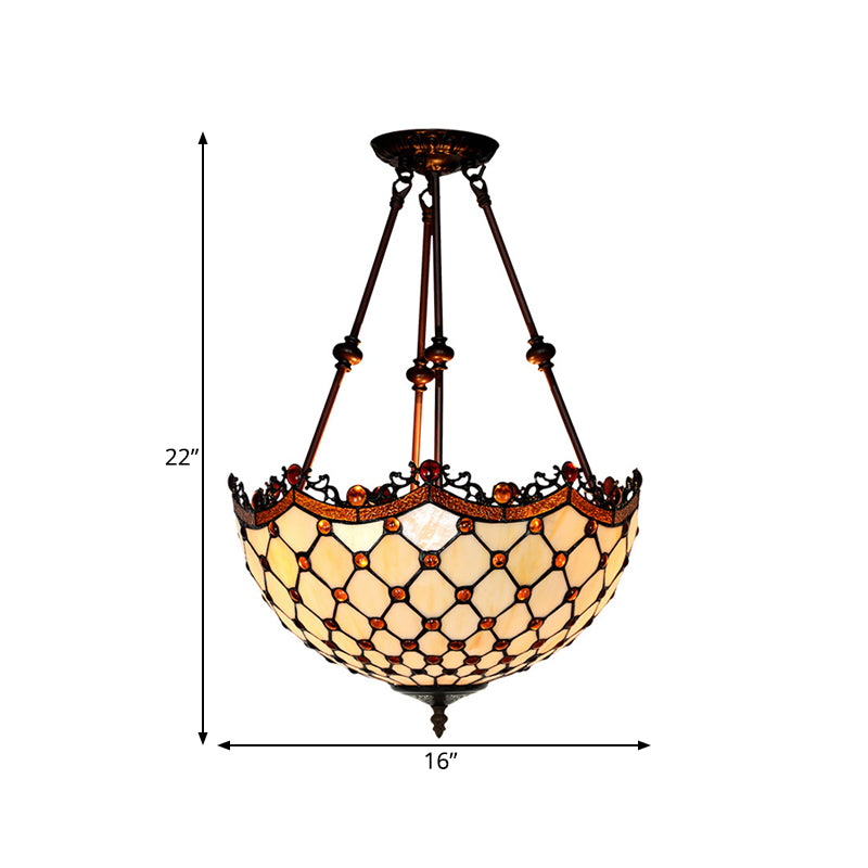 16 "/18" de ancho Semi Flush Light Fixture Boaded 2 luces Tiffany Style Techo Monte para corredor