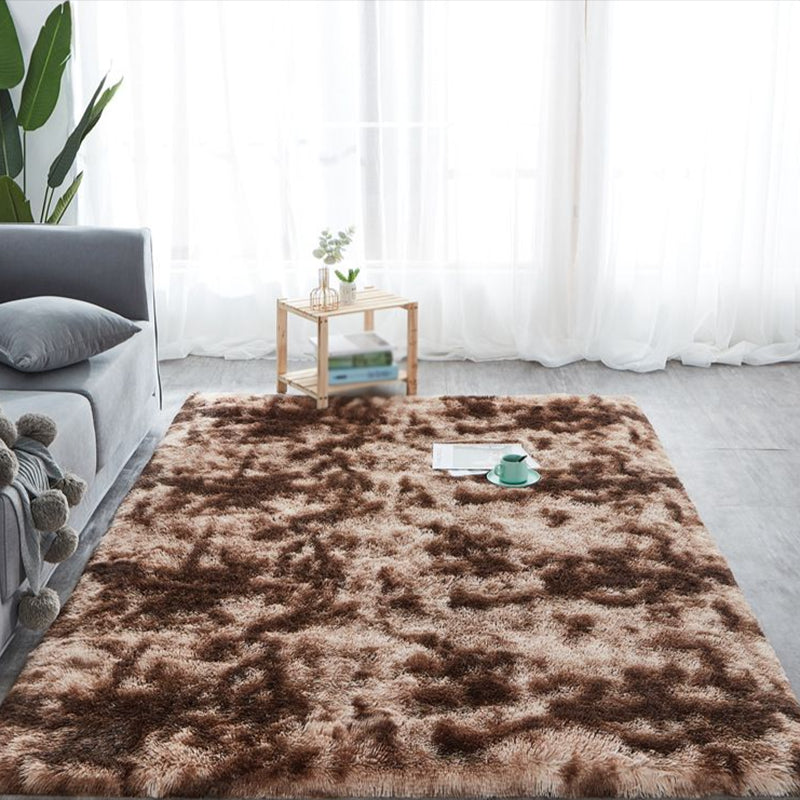 Coffee Tie Dye Indoor Carpet Polyester Casual Rug Shad Area Rug for Living Room