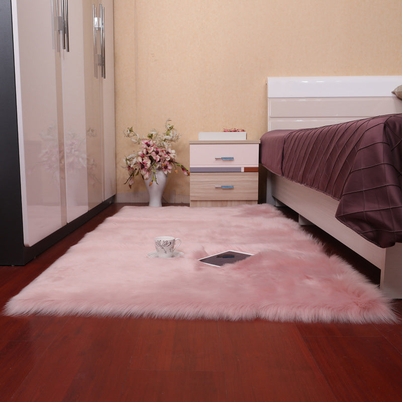 Fancy Pink Area Carpet Polyester Solid Color Area Rug Stain Resistant Indoor Rug for Bedroom