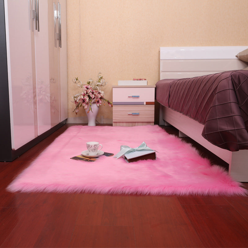 Fancy Pink Area Carpet Polyester Solid Color Area Rug Stain Resistant Indoor Rug for Bedroom