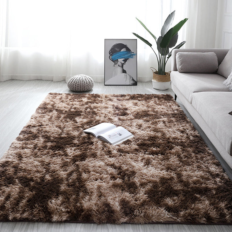Casual Tie Dye Printed Rug Contemporary Shag Carpet Polyester Stain Resistant Rug for Living Room