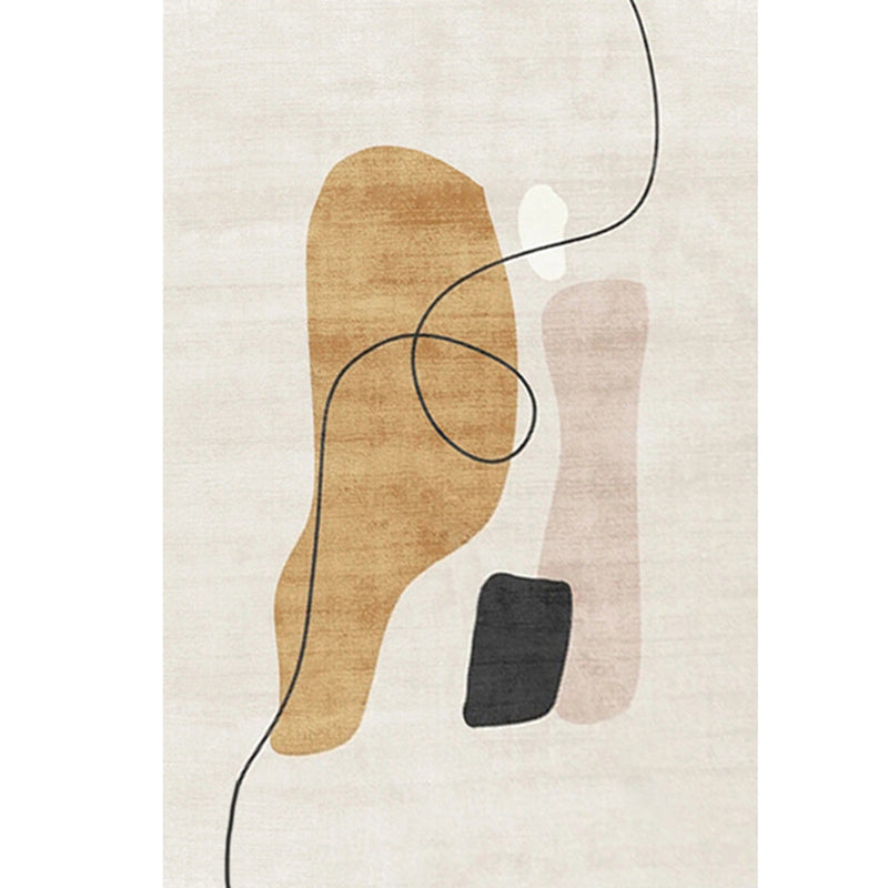 Apricot Abstract Carpet Polyester Modern Area Rug Non-Slip Backing Indoor Rug for Home Decor
