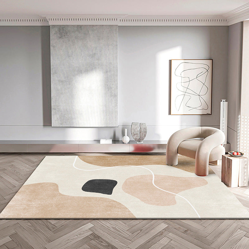 Apricot Abstract Carpet Polyester Modern Area Rug Non-Slip Backing Indoor Rug for Home Decor