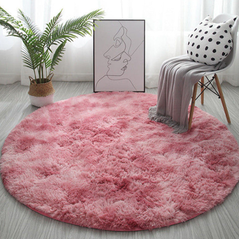 Round Tie dye Simple Carpet Polyester Shag Rug Non-Slip Backing Indoor Carpet for Home Decoration