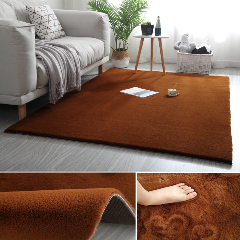 Casual Indoor Room Area Rug Gray Solid Color Rug Polyester Washable Carpet