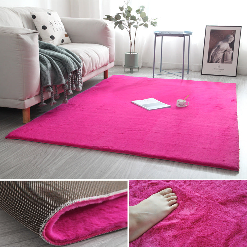 Casual Indoor Room Area Rug Gray Solid Color Rug Polyester Washable Carpet